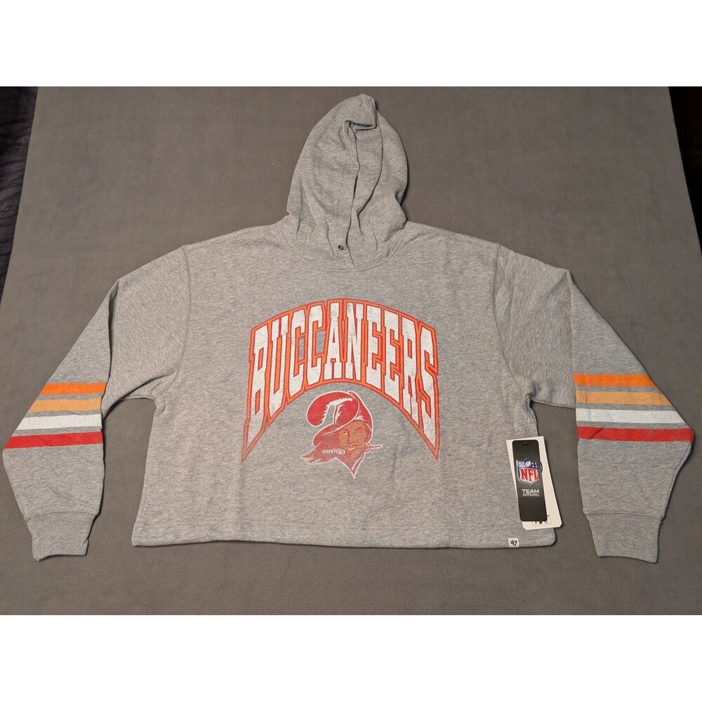 Tampa Bay Buccaneers '47 Women's Upland Bennett Cropped Hoodie Gray M NWT
